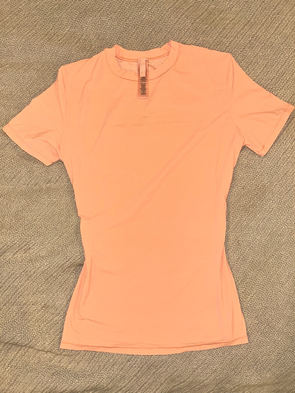 SKIMS Short-Sleeve Crewneck Top in Peach